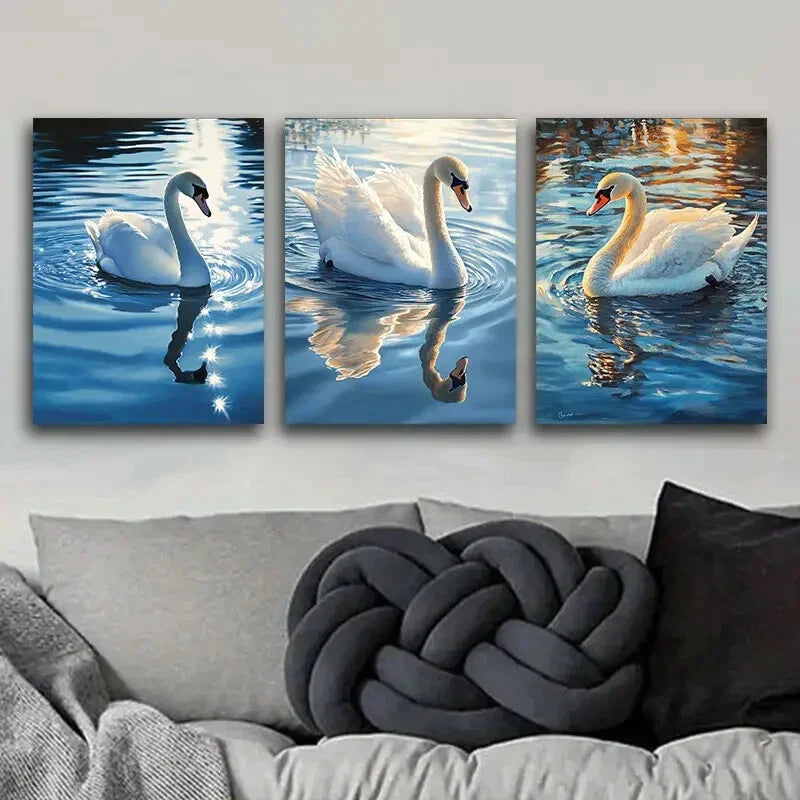 3pcs Colorful Painting Blue Water Perfect Wall Art Set Canvas Framed 40x60cm - High Quality Print 100% Australian Made Wall Canvas Ready to Hang