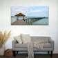 Wooden Pier and Beach Landscape Wall Art Canvas Office Home Framed 120x60cm