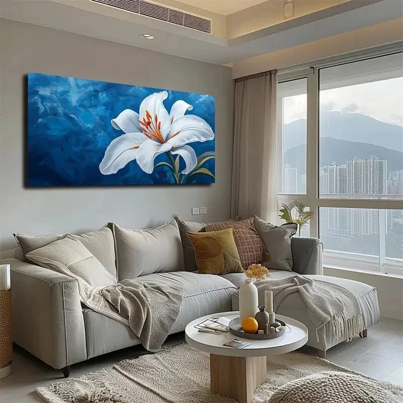 Slender White Flowers Stamens Wall Art Canvas Office Home Room Framed 120x60cm