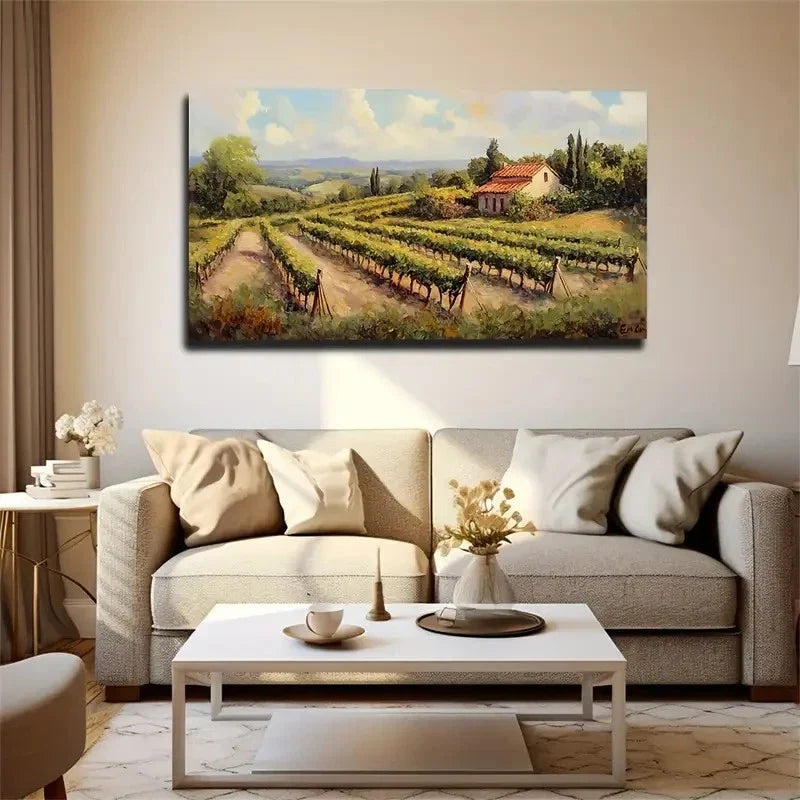 Vineyard Spring & Winter Wall Art Canvas Office Home Room Framed 120x60cm