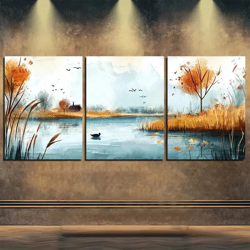 3pcs Featuring Exquisite Autumn Scenery Perfect Wall Art Set Canvas Framed 40x60cm - High Quality Print 100% Australian Made Wall Canvas Ready to Hang
