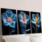 3pcs Translucent Blue Flowers Decoration Wall Art Set Canvas Framed 40x60cm - High Quality Print 100% Australian Made Wall Canvas Ready to Hang