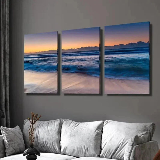 3pcs Gorgeous Beach Sunset Landscape Wall Art Set Canvas Framed 40x60cm - High Quality Print 100% Australian Made Wall Canvas Ready to Hang
