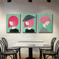 3pcs Pink-Haired Women Abstract Perfect Wall Art Set Canvas Framed 40x60cm - High Quality Print 100% Australian Made Wall Canvas Ready to Hang
