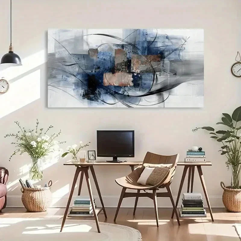 Modern Abstract Watercolor Wall Art Canvas Office Home Room Framed 120x60cm