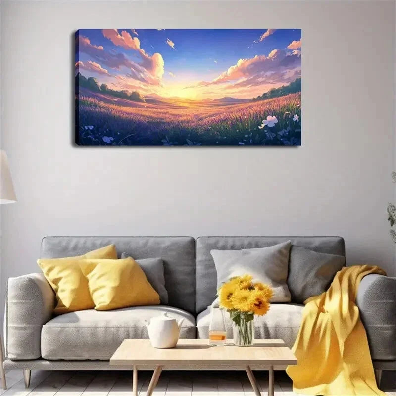 Vibrant Purple & Orange Hues Wall Art Canvas Office Home Room Framed 120x60cm