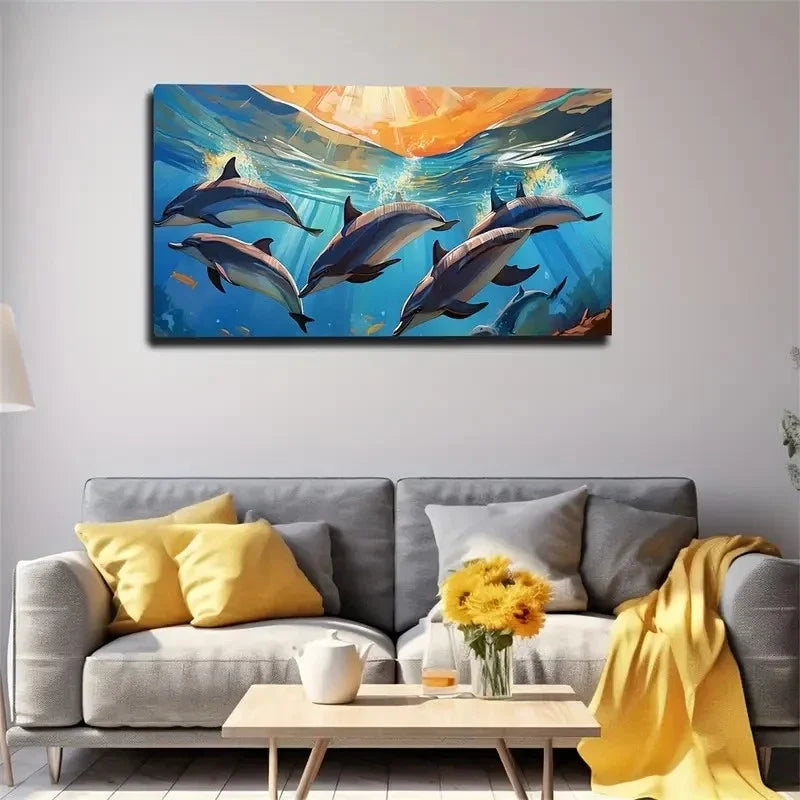 Realistic Underwater Scene Wall Art Canvas Office Home Room Framed 120x60cm