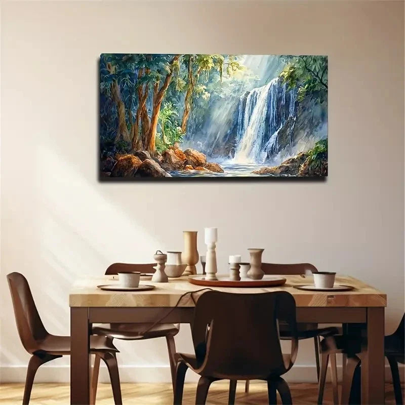 Modern Waterfall Comfortable Wall Art Canvas Office Home Room Framed 120x60cm