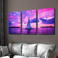 3pcs Sunset Sailboat Bright Pink & Purple Sky Wall Art Set Canvas Framed 40x60cm - High Quality Print 100% Australian Made Wall Canvas Ready to Hang