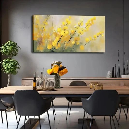 Abstract Yellow Flower Modern Wall Art Canvas Office Home Room Framed 120x60cm