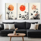 3pcs Bamboo and Red Sun Minimalist Perfect Wall Art Set Canvas Framed 40x60cm - High Quality Print 100% Australian Made Wall Canvas Ready to Hang