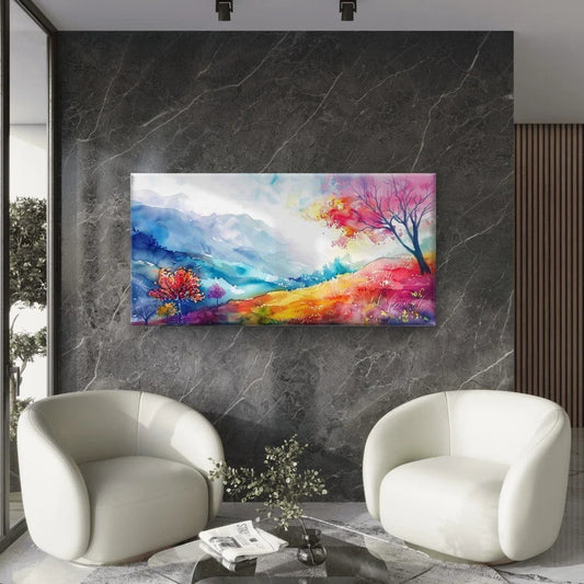 Colorful Landscape With Trees Wall Art Canvas Office Home Room Framed 80x45cm