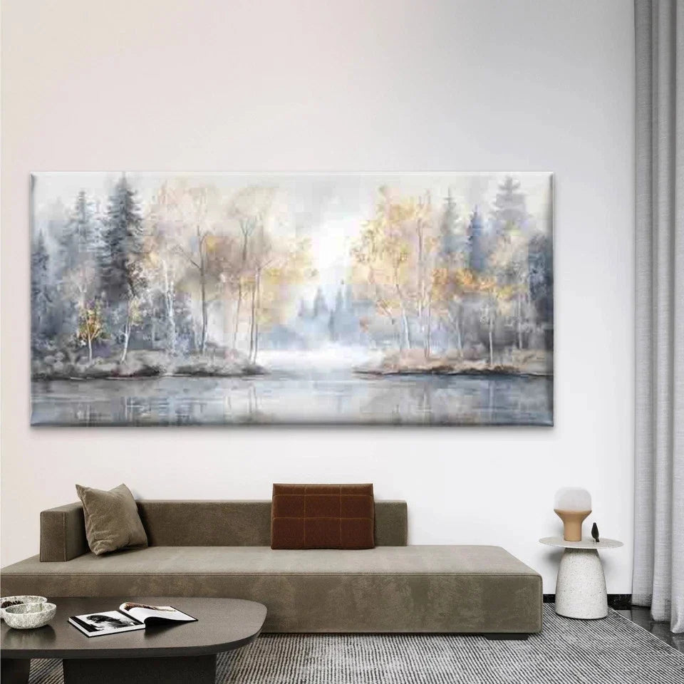 Abstract Forest River Wall Art Canvas Office Home Room Framed 120x60cm