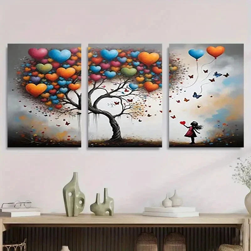 3pcs Vibrant Butterfly Whimsical Girl Metal Print Ready to Hang Art