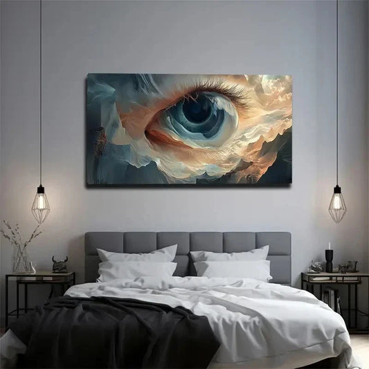 Eye & Mountain Clouds Abstract Wall Art Canvas Office Home Room Framed 120x60cm