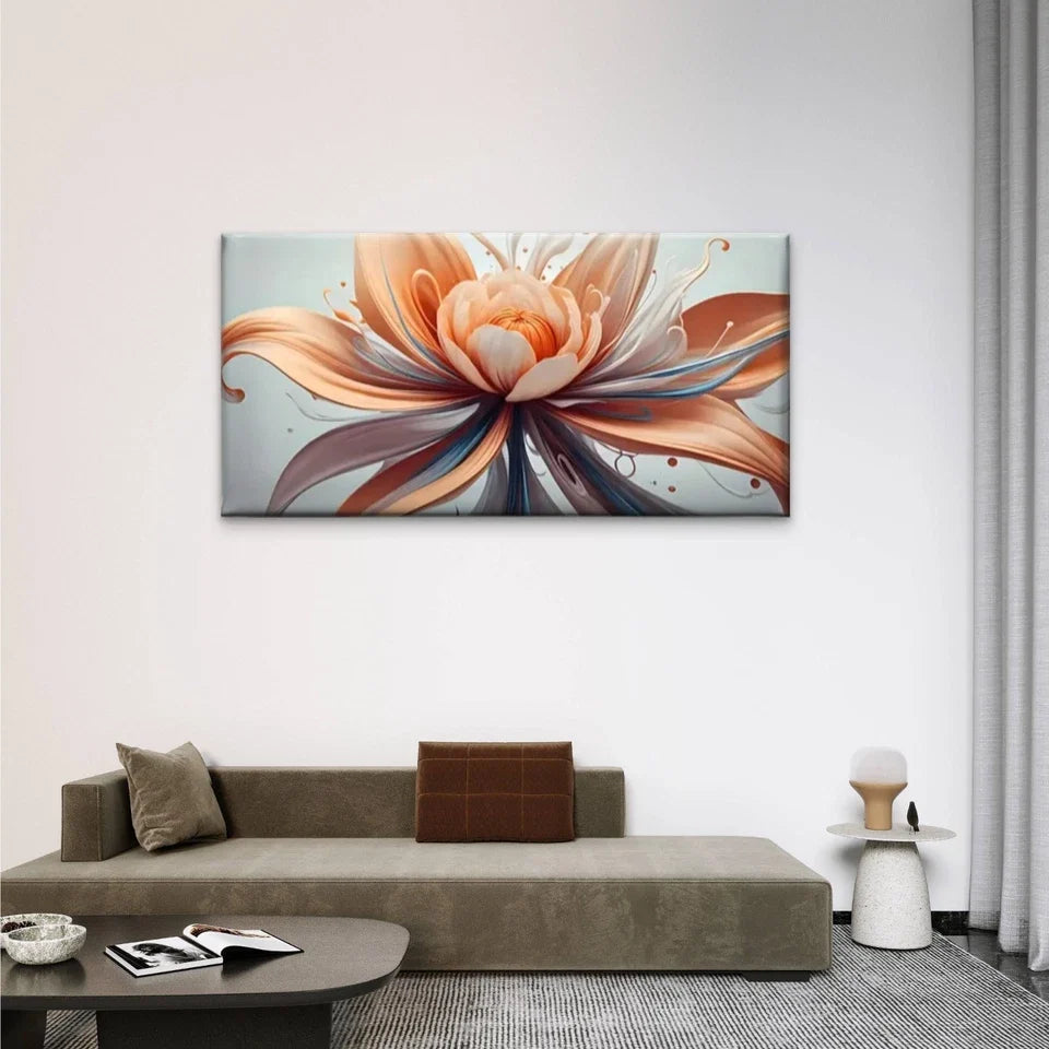 Blue & Orange Swirls Vibrant Wall Art Canvas Office Home Room Framed 80x45cm