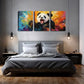3pcs colorful fantasy world of Giant Panda Wall Art Set Canvas Framed 40x60cm - High Quality Print 100% Australian Made Wall Canvas Ready to Hang