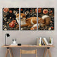 3pcs Deer Retro Floral and Animal Patterns Metal Print Ready to Hang Art