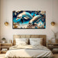 A Pair Of Dolphins Wall Art Canvas Office Home Room Framed 80x45cm