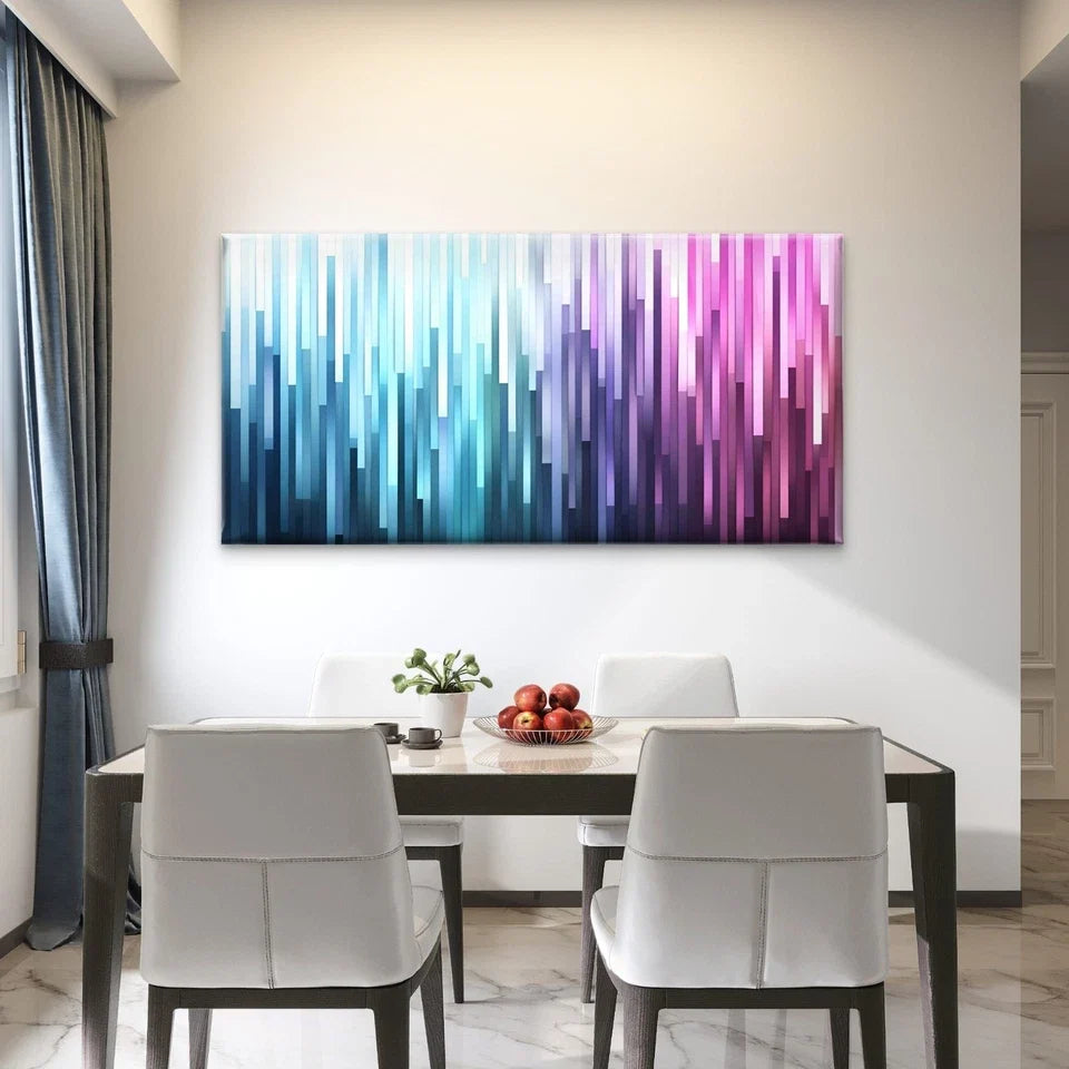 Abstract Vertical Stripes Wall Art Canvas Office Home Room Framed 80x45cm