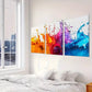 3pcs Decorative Blue And Orange Paint Splash Wall Art Set Canvas Framed 40x60cm - High Quality Print 100% Australian Made Wall Canvas Ready to Hang