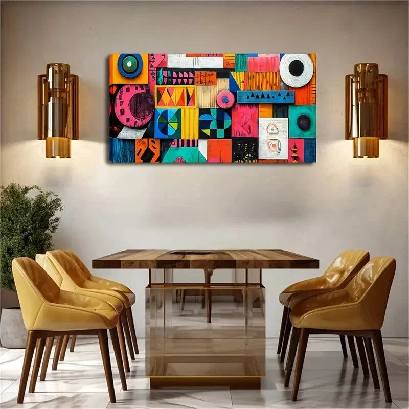 Abstract Geometric Shapes Wall Art Canvas Office Home Room Framed 120x60cm
