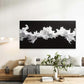 Black & White Abstract Waves Wall Art Canvas Office Home Room Framed 80x45cm