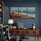 3pcs Autumn Seagull Coastal Landscape Ocean Waves Metal Print Ready to Hang Art