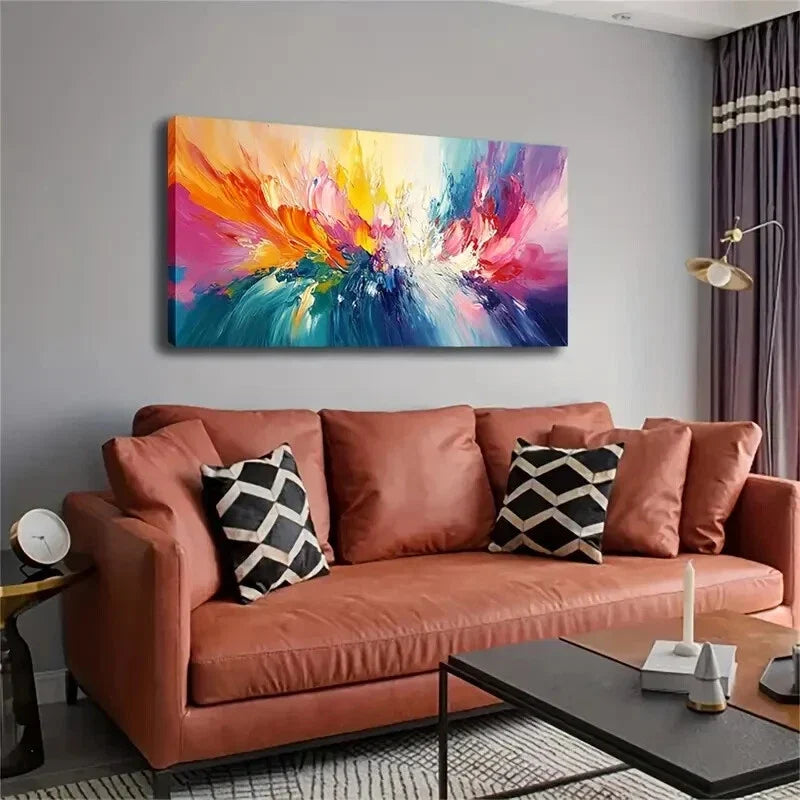 Vibrant Explosion of Colors Wall Art Canvas Office Home Room Framed 120x60cm