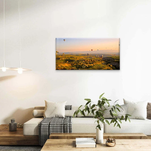 Hot Air Balloons Sunrise Landscape Wall Art Canvas Office Home Framed 80x45cm