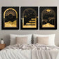3pcs Abstract Mystical Golden Moon & Sun Wall Art Set Canvas Framed 40x60cm - High Quality Print 100% Australian Made Wall Canvas Ready to Hang