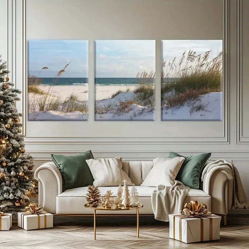 3pcs Coastal Beach Seascape Landscape Wall Art Set Canvas Framed 40x60cm - High Quality Print 100% Australian Made Wall Canvas Ready to Hang