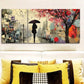 3pcs  A Woman Walks With An Umbrella Wall Art Set Canvas Framed 40x60cm - High Quality Print 100% Australian Made Wall Canvas Ready to Hang