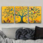 3pcs The tree of life with birds and flowers Metal Print Ready to Hang Art