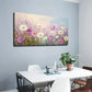 Vibrant Floral Scene with White Wall Art Canvas Office Home Room Framed 120x60cm