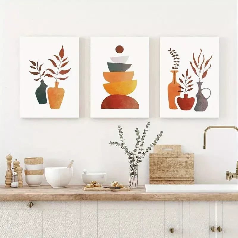 3pcs Modern Elegant Aesthetic Kitchen Wall Art Set Canvas Framed 40x60cm - High Quality Print 100% Australian Made Wall Canvas Ready to Hang