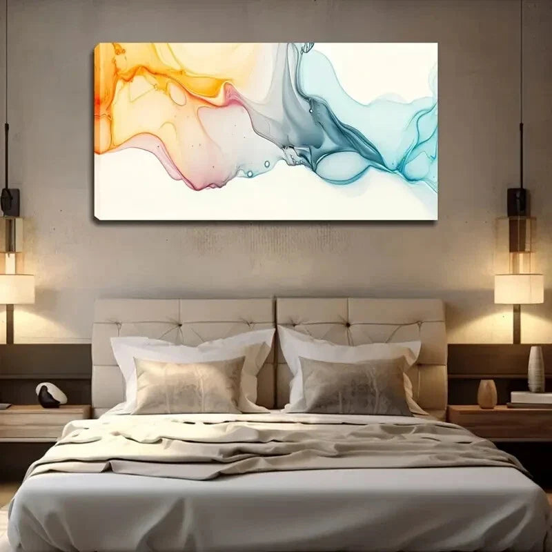 Flowing Color Forms Abstract Wall Art Canvas Office Home Room Framed 120x60cm
