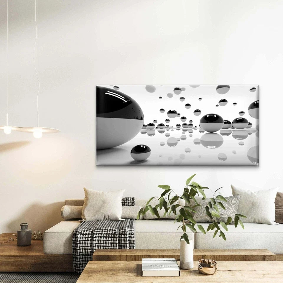Abstract Black And White Wall Art Canvas Office Home Room Framed 120x60cm