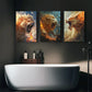 3pcs Abstract Fiery Lions Roar Loudly Metal Print Ready to Hang Art