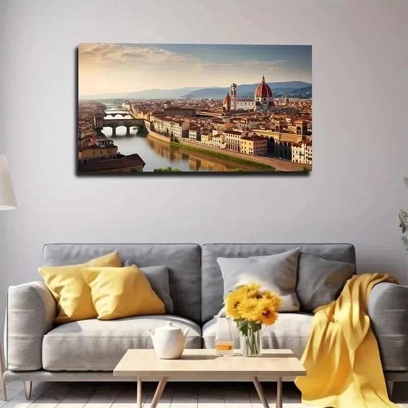 Victorian Cityscape Wall Art Canvas Office Home Room Framed 80x45cm