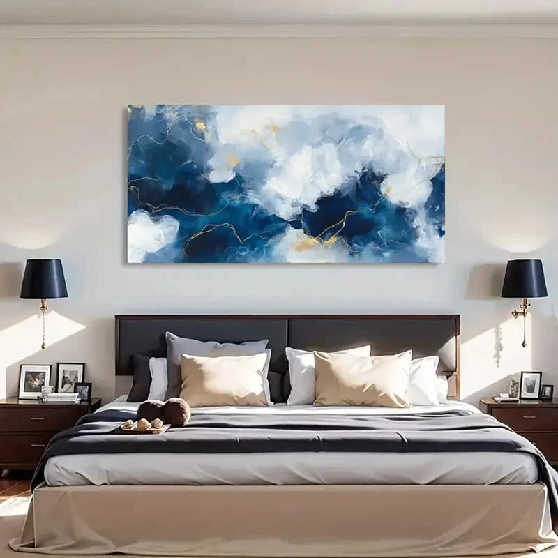 Golden Accents & Soft Gradient Wall Art Canvas Office Home Room Framed 120x60cm