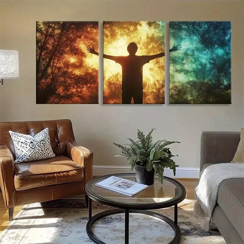 3pcs Vibrant Sunset and Cool Sky Tones Perfect Wall Art Set Canvas Framed 40x60cm - High Quality Print 100% Australian Made Wall Canvas Ready to Hang