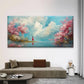 River Landscape with Pink Petal Wall Art Canvas Office Home Room Framed 120x60cm