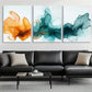3pcs Orange Teal & White Brush Strokes Perfect Wall Art Set Canvas Framed 40x60cm - High Quality Print 100% Australian Made Wall Canvas Ready to Hang