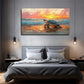 Sunset Beach Turtle Scene Wall Art Canvas Office Home Room Framed 80x45cm