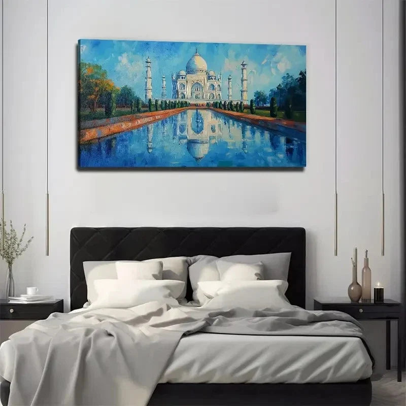 Taj Mahal Famous Scenic Spot Wall Art Canvas Office Home Room Framed 120x60cm