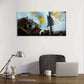 Vintage Travel Camera on World Map Wall Art Canvas Office Home Framed 120x60cm