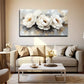 Three Blooming White Peonies Wall Art Canvas Office Home Room Framed 120x60cm
