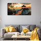 Serene Seaside Pavilion Scene Wall Art Canvas Office Home Room Framed 120x60cm