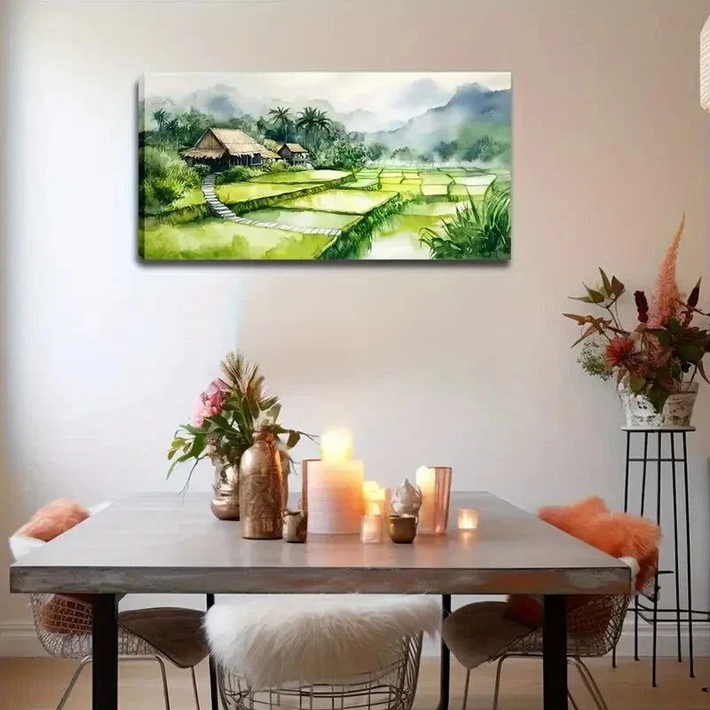 Summer Ladder Hut Décor Wall Art Canvas Office Home Room Framed 120x60cm